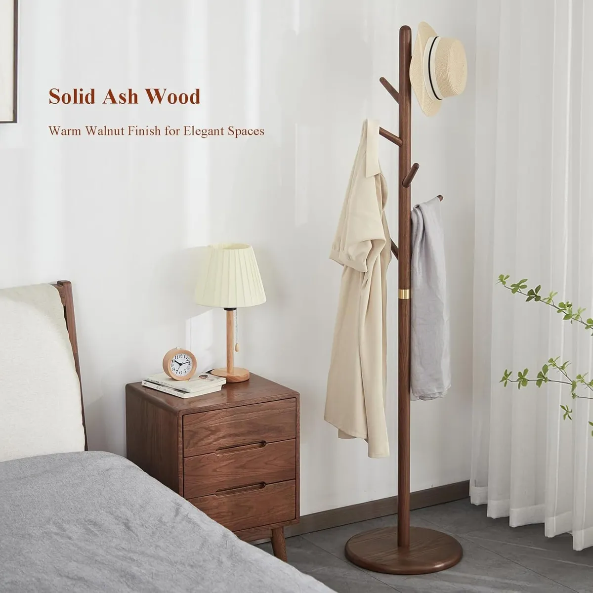 Coat Rack Solid Wood Freestanding with 6 Hooks - Image 4