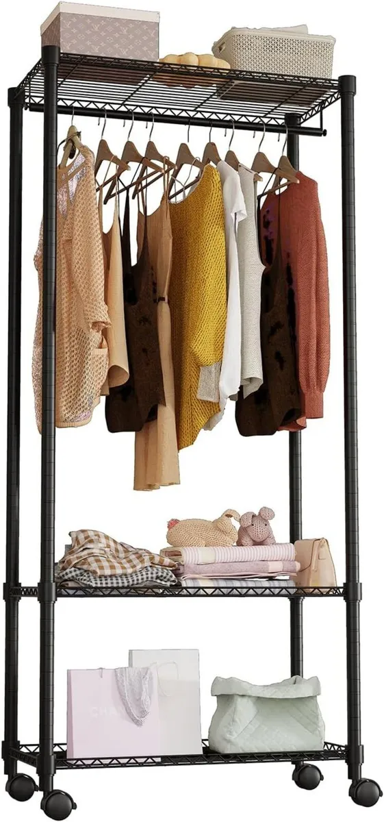 Coat Rack Open Wardrobe Clothes Storage Area Rail - Image 1