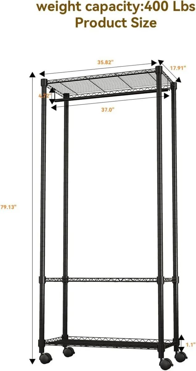 Coat Rack Open Wardrobe Clothes Storage Area Rail - Image 3