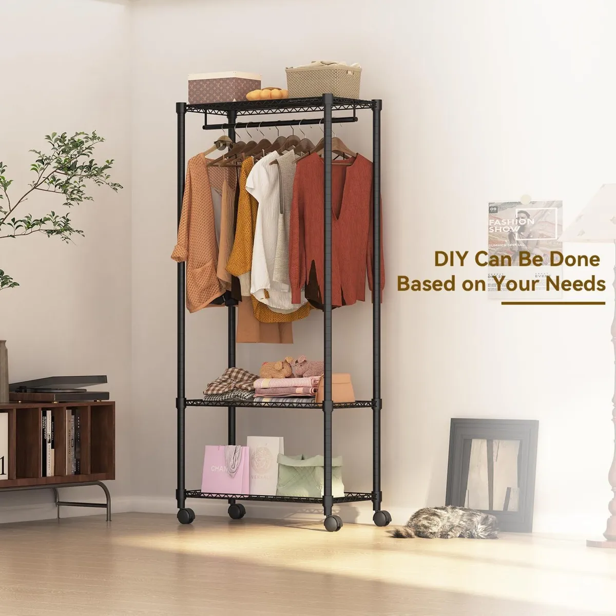 Coat Rack Open Wardrobe Clothes Storage Area Rail - Image 4