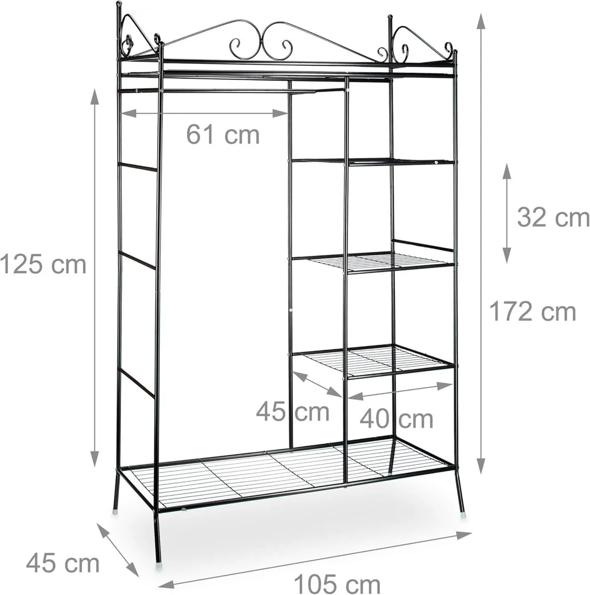 COUNTRY Metal Wardrobe 172 x 105 45 cm Cottage - Image 3