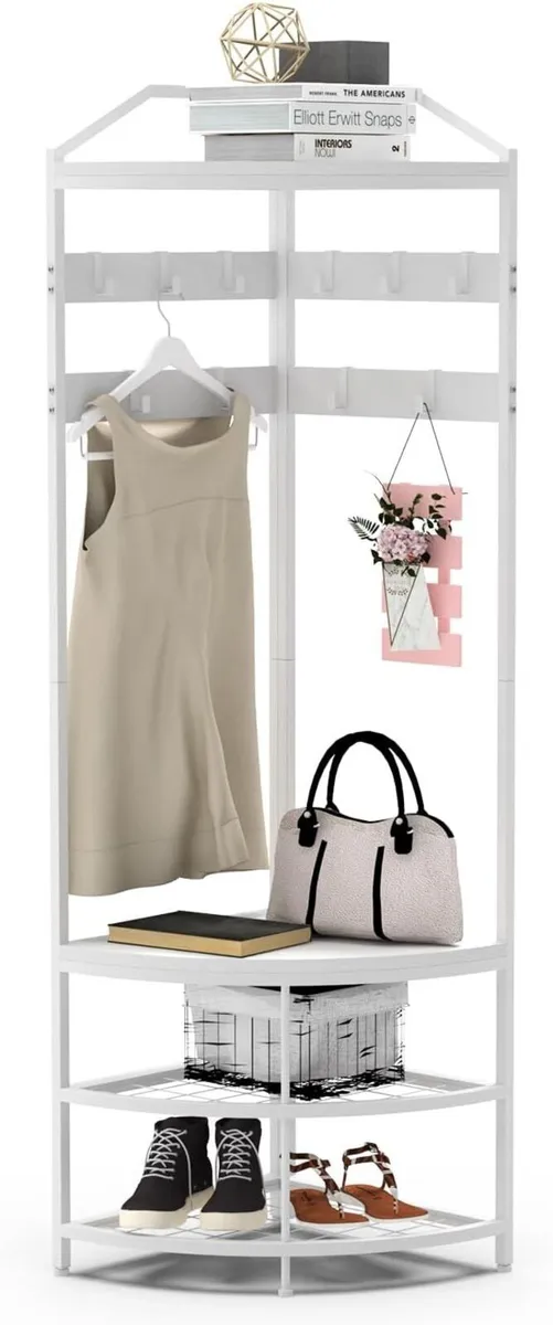 3-in-1 Corner Tree Coat Stand Freestanding Rack - Image 1