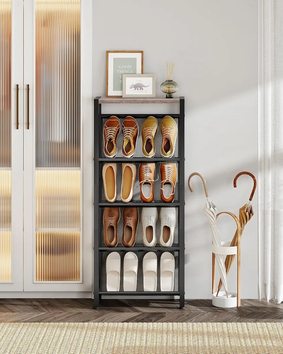 Shoe Rack 5-Tier Organizer Narrow Storage with - Image 2