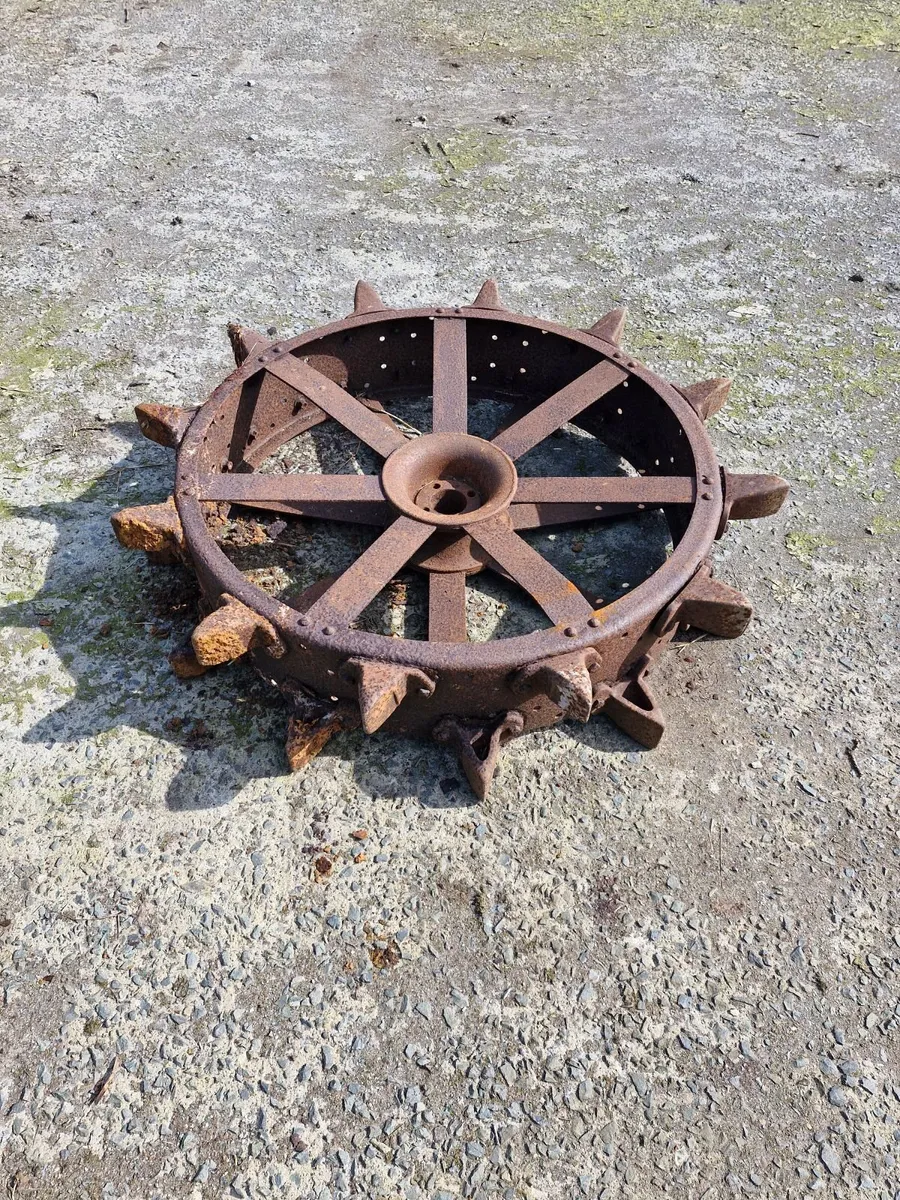 2 Metal Rear Tractor Wheels With Spade Teeth/Lugs - Image 2