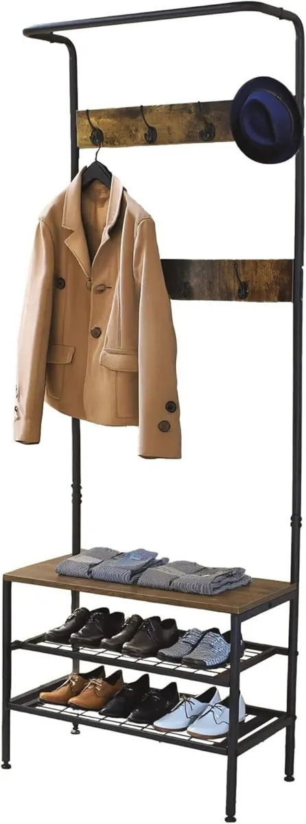 - Coat Rack with Shoe Shelf Lukïen Entryway - Image 1