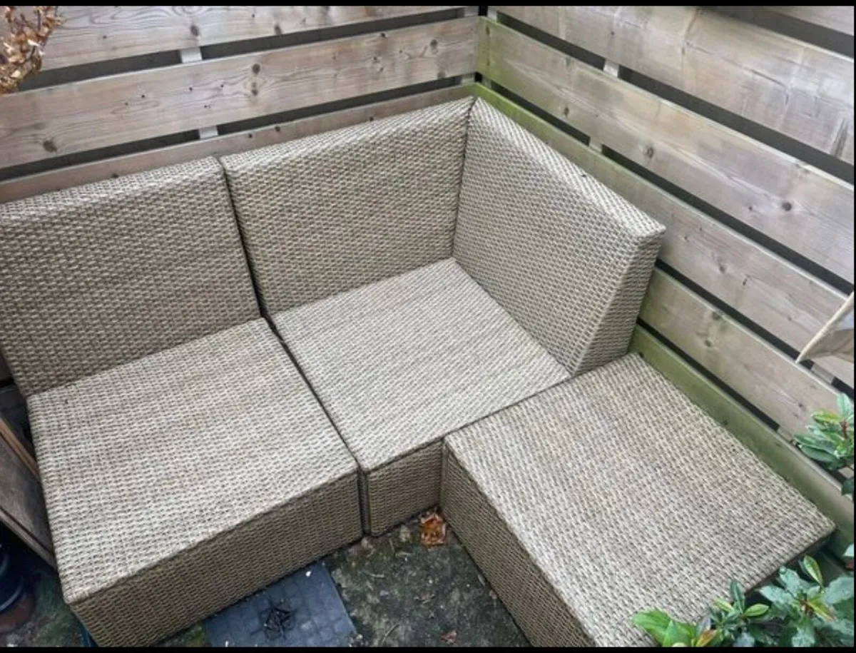 Ikea Solleron 2 seater with footstool and cushions - Image 1