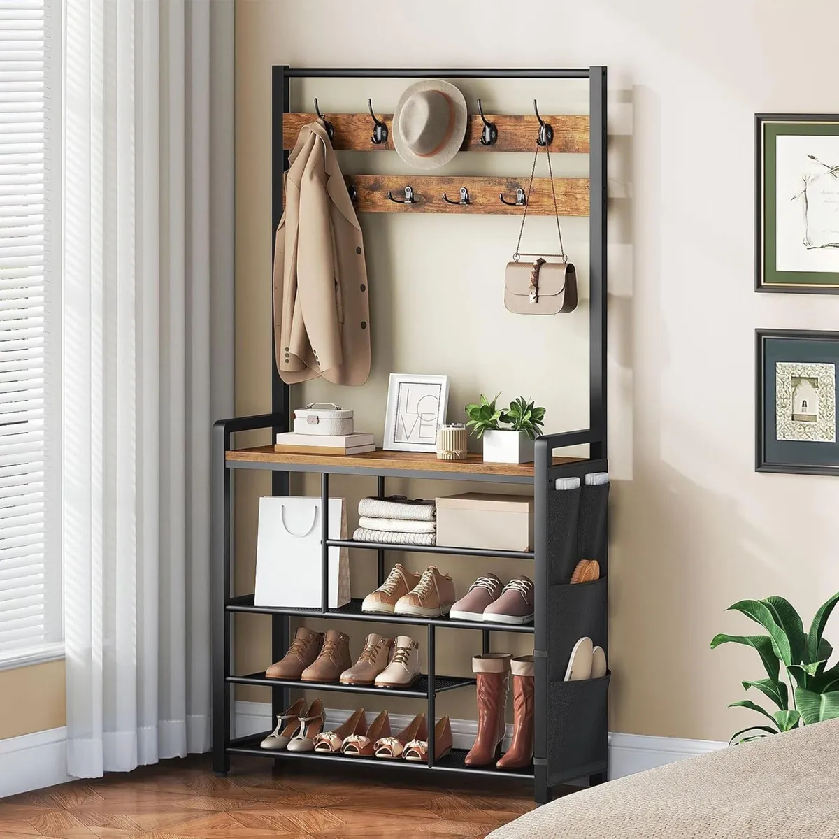 Coat Rack with Shoe Storage 5 Tier Organizer 9 - Image 4