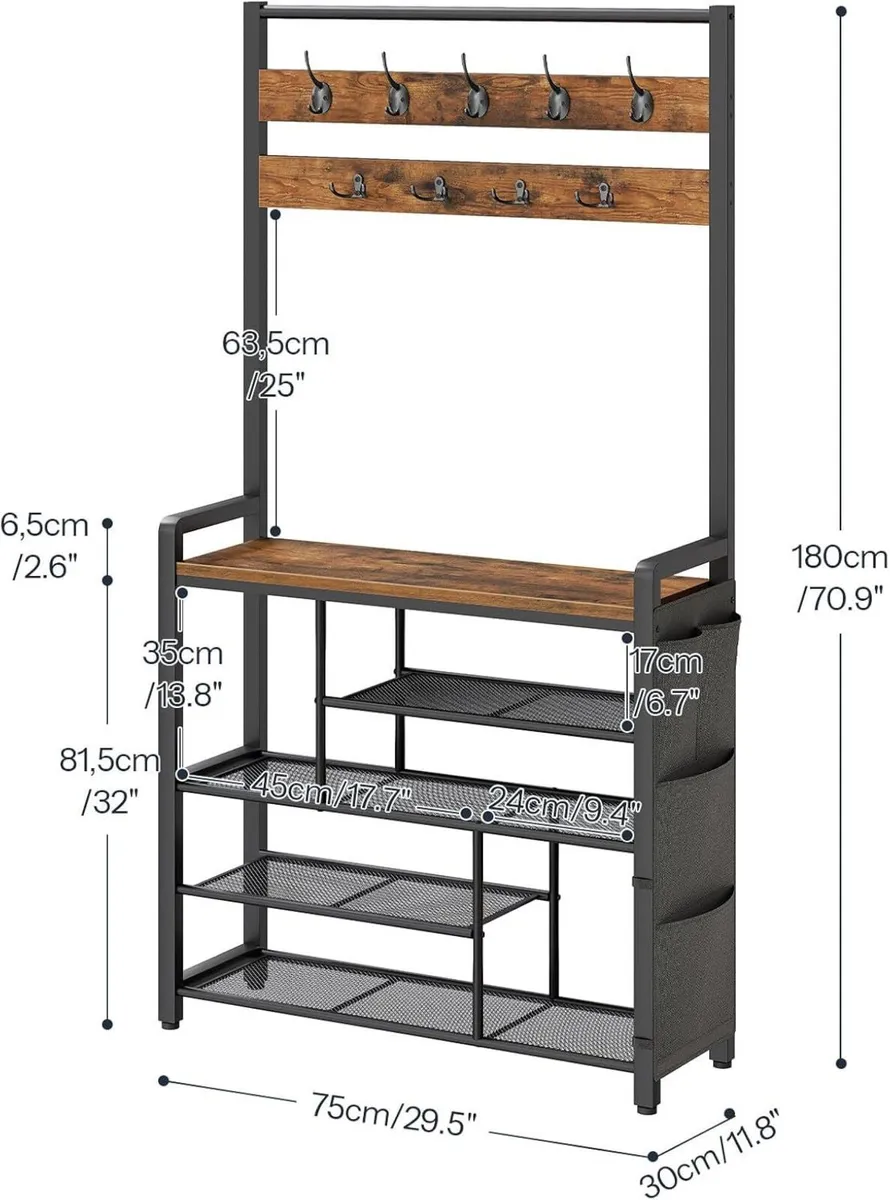 Coat Rack with Shoe Storage 5 Tier Organizer 9 - Image 3