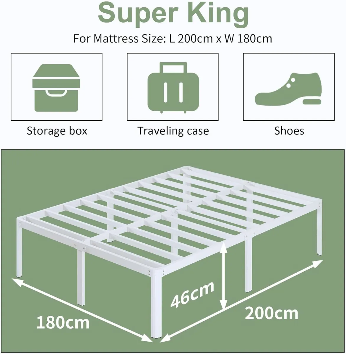 Super King Bed Frame 46 cm High with Rounded - Image 2