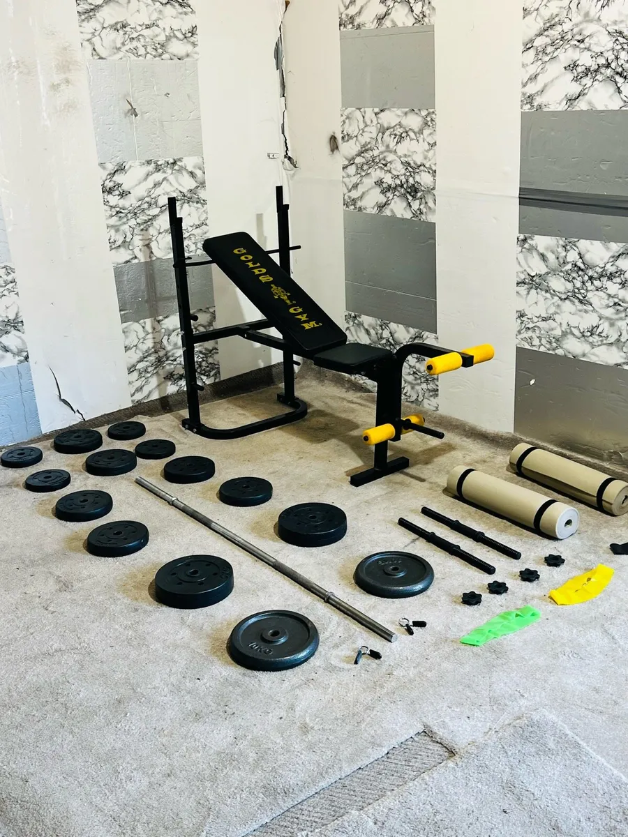 Folding weight bench  weights barbell dumbbells - Image 1