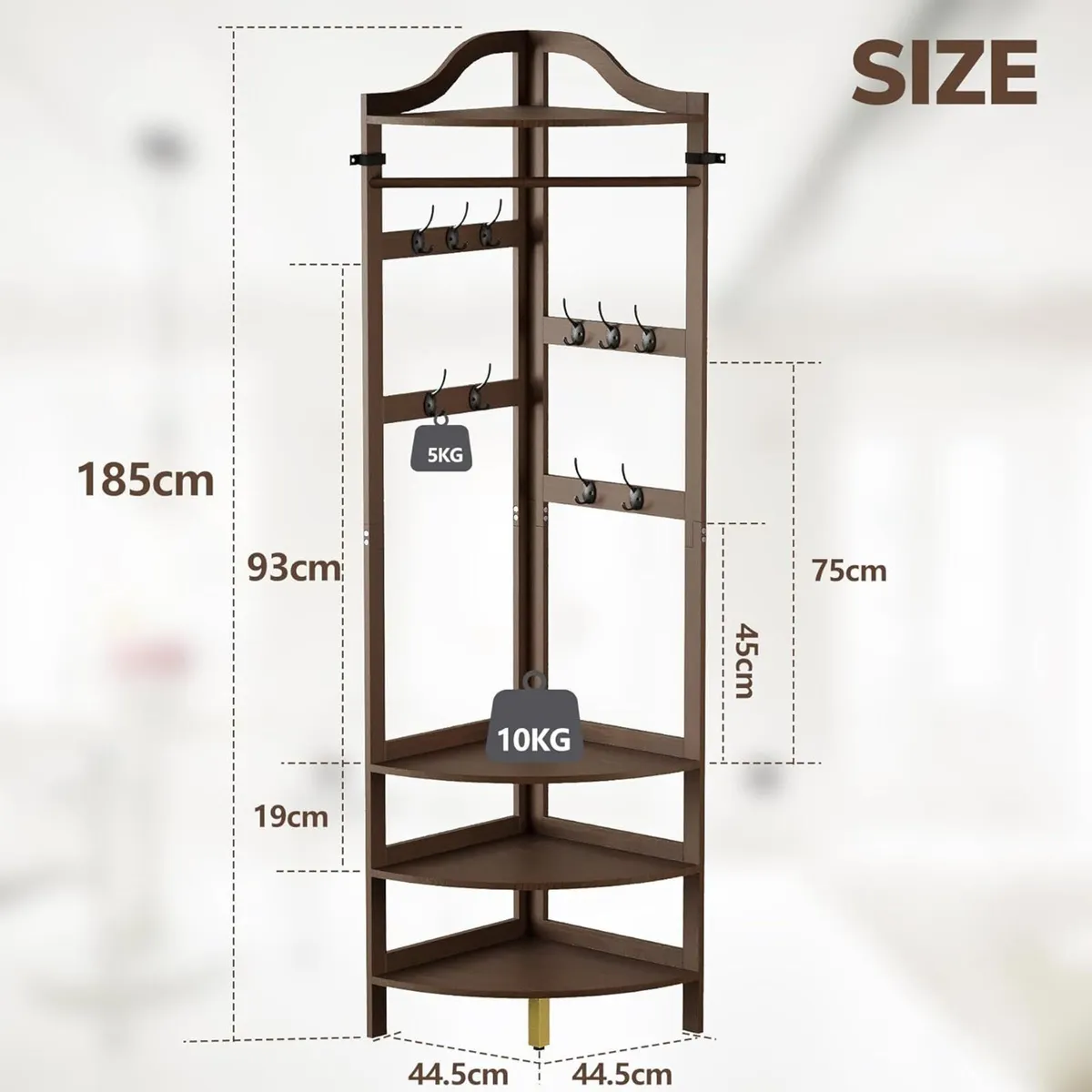 Bamboo Corner Coat Rack with Bench 4-Tier Shoe - Image 2