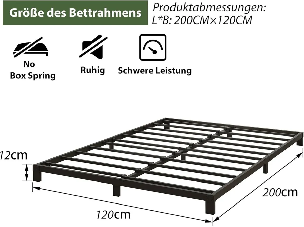Metal Platform Bed 120 x 200 cm Low Profile - Image 2