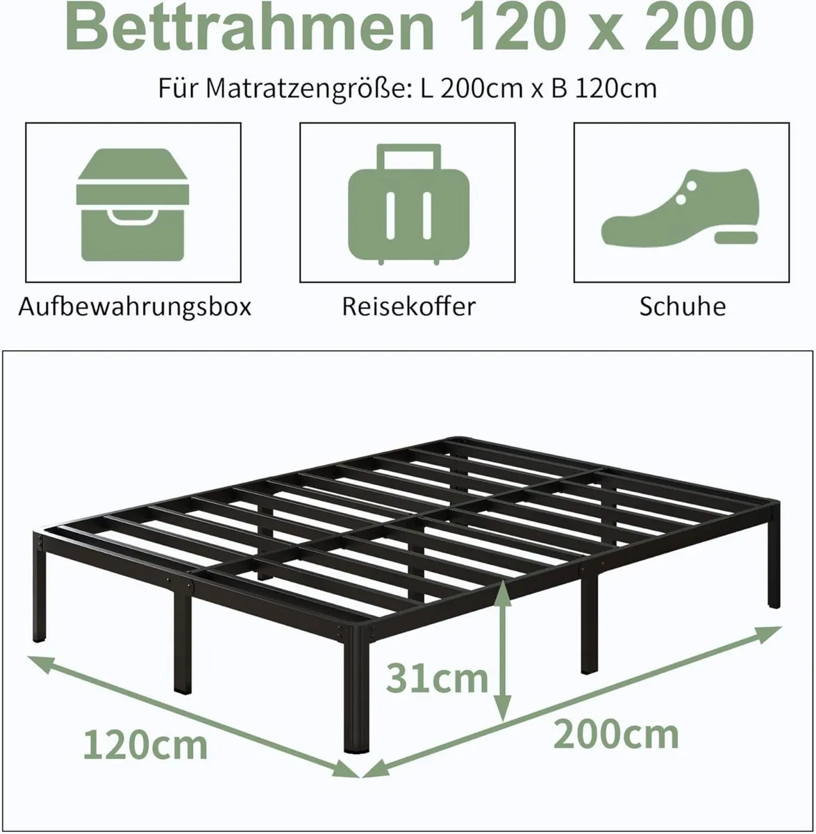 30.5 cm High European Small Double Bed Frame 120 - Image 2