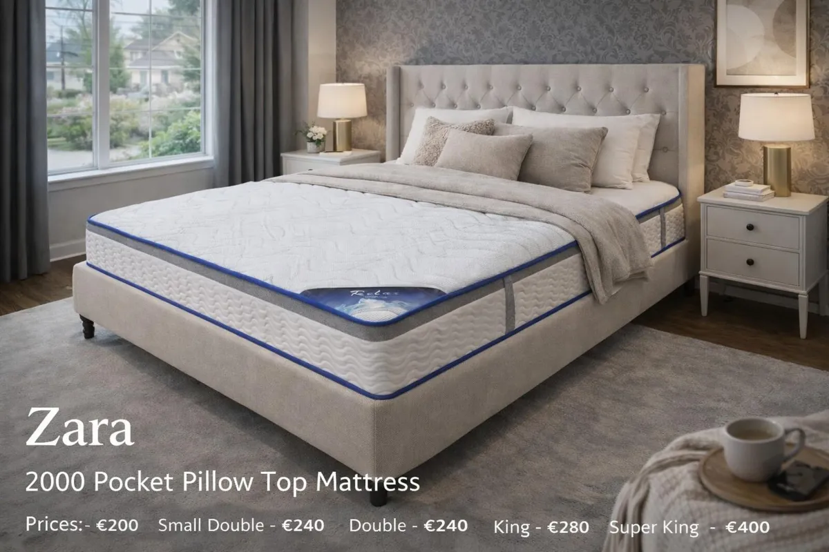 New 12 Inch Pillowtop Pocket Spring Mattresses - Image 2