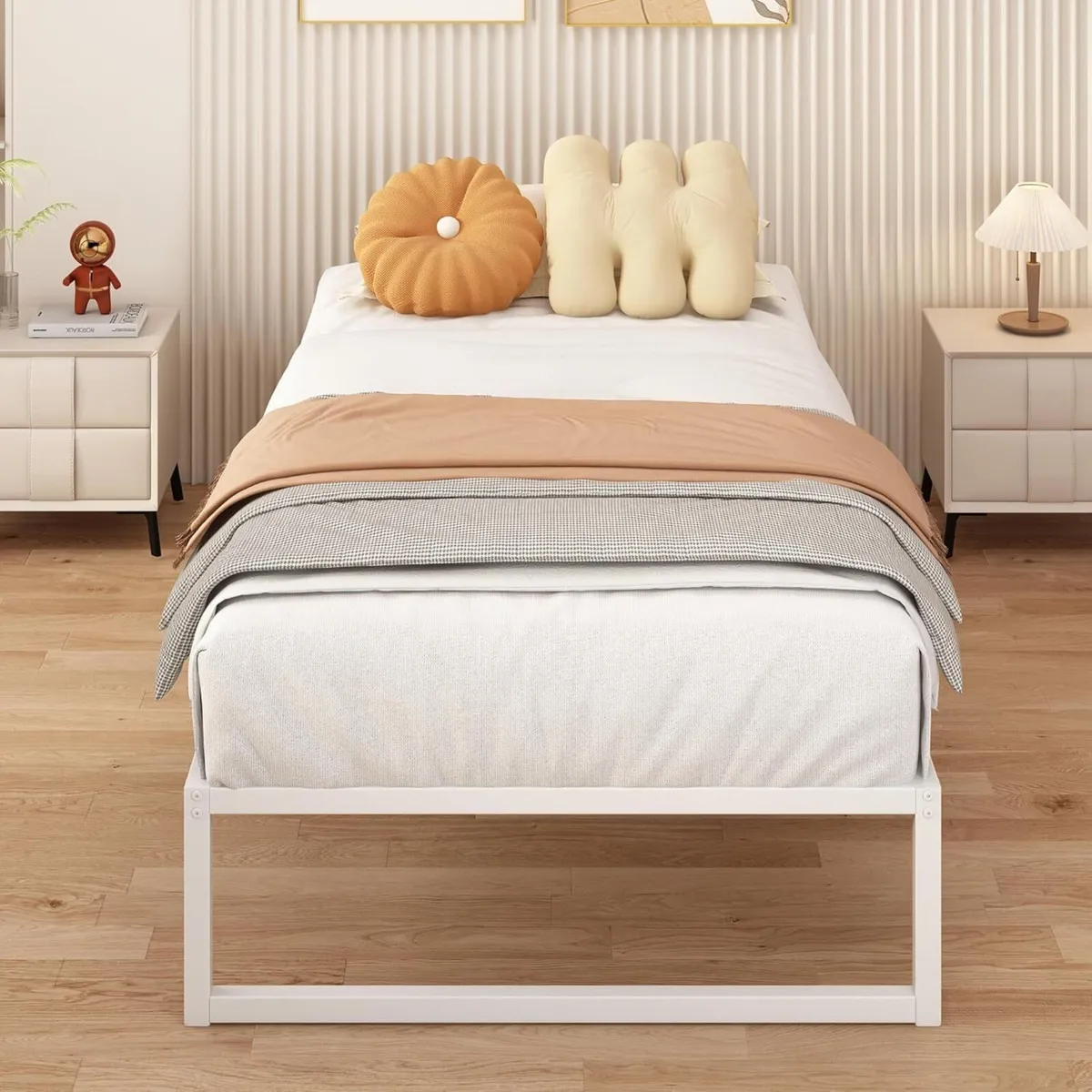 Single Bed Frame 90x190 cm Metal with Steel Slat - Image 3