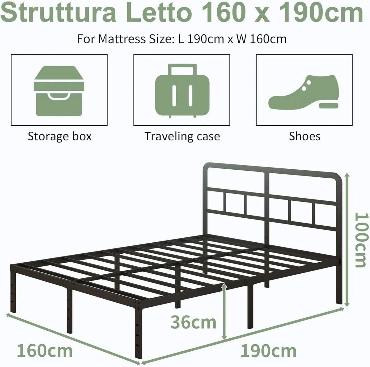 King Size Bed Frame 160x190 with Curved Headboard - Image 2