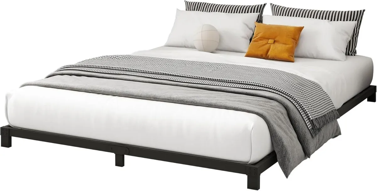 Metal Platform Bed Frame 140 x 200 cm Low with - Image 4