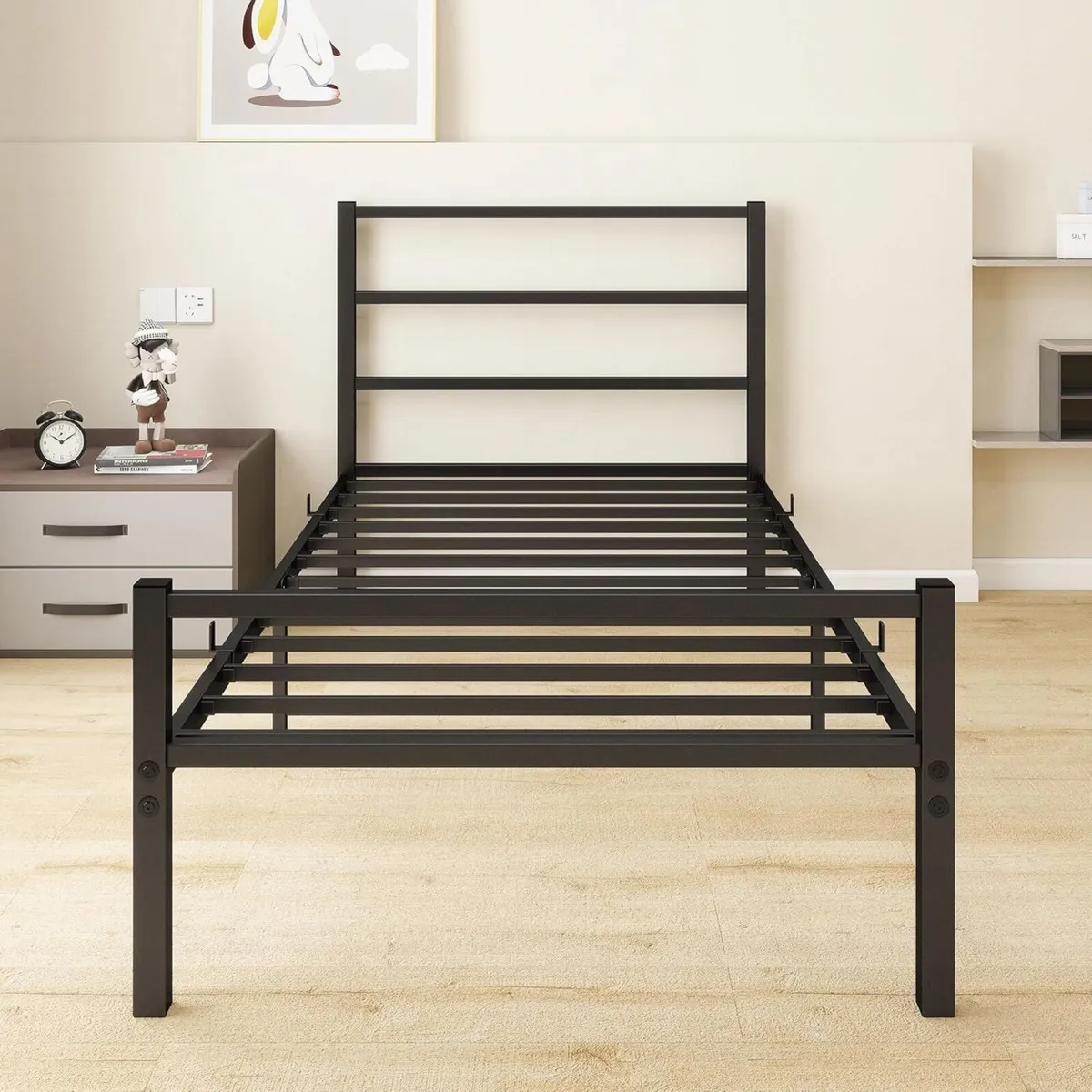 Bed Frame 90 x 200 cm Single Metal with Slatted - Image 4