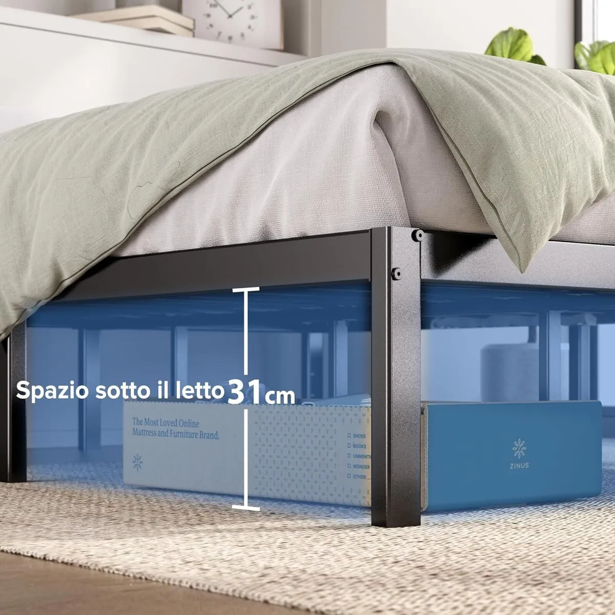 Elias 36cm High Metal Platform Bed Frame Compatibl - Image 4