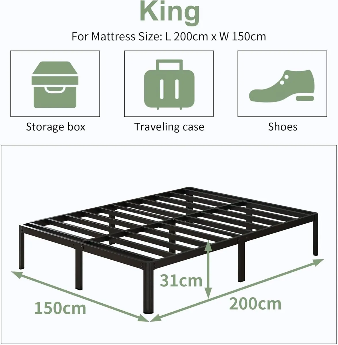 King Size Bed Frame 30.5 cm High with Rounded - Image 2