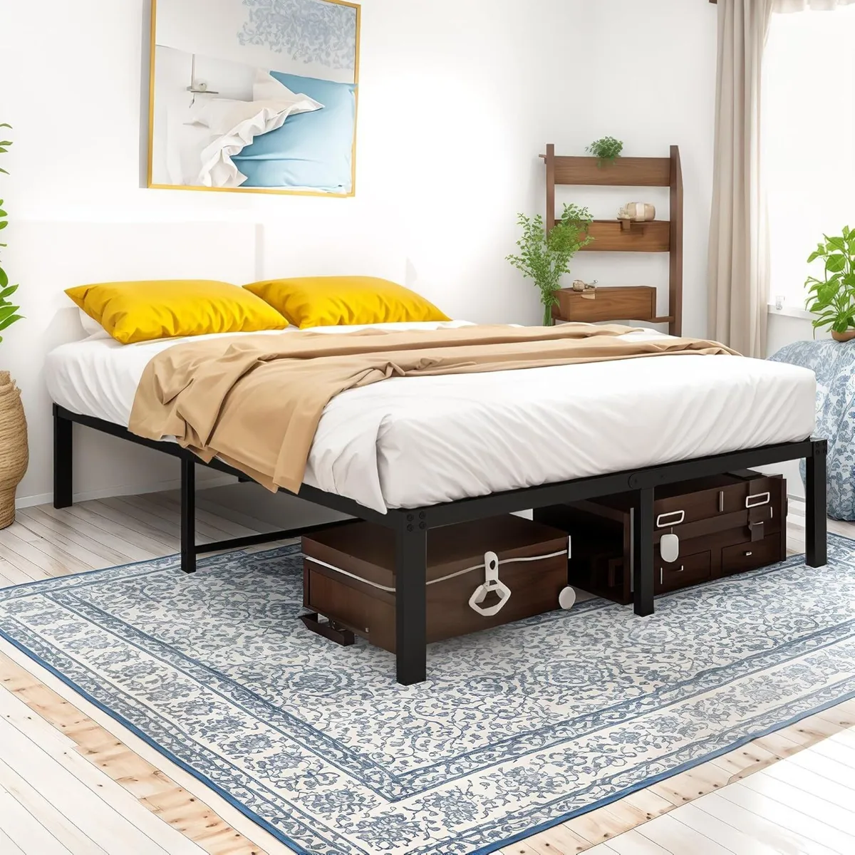 Bed 140 x 200 cm Metal Frame with Slatted Easy - Image 1