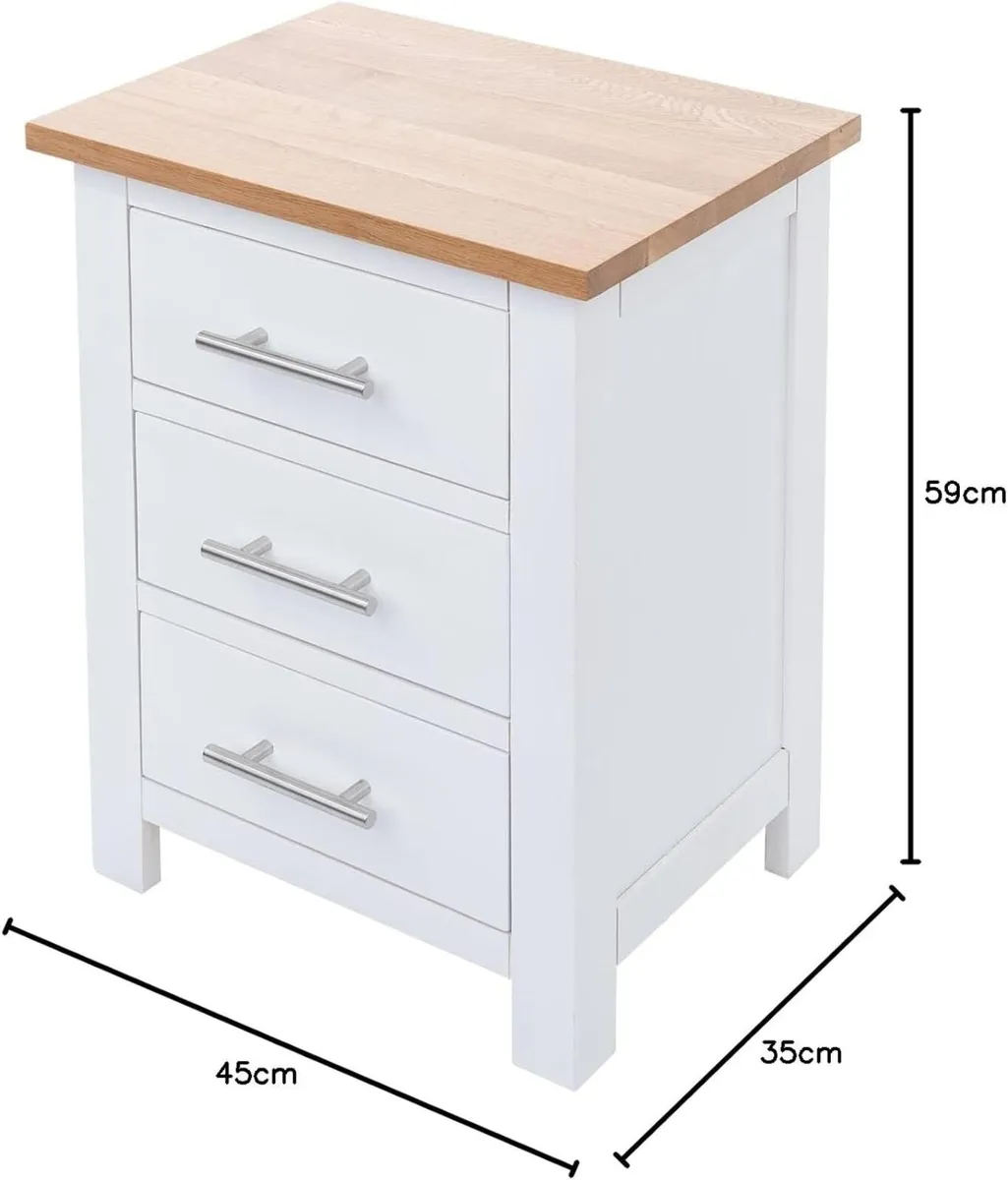 OAK Bedside Table 3 Drawers NC Paint Cabinet MDF - Image 2