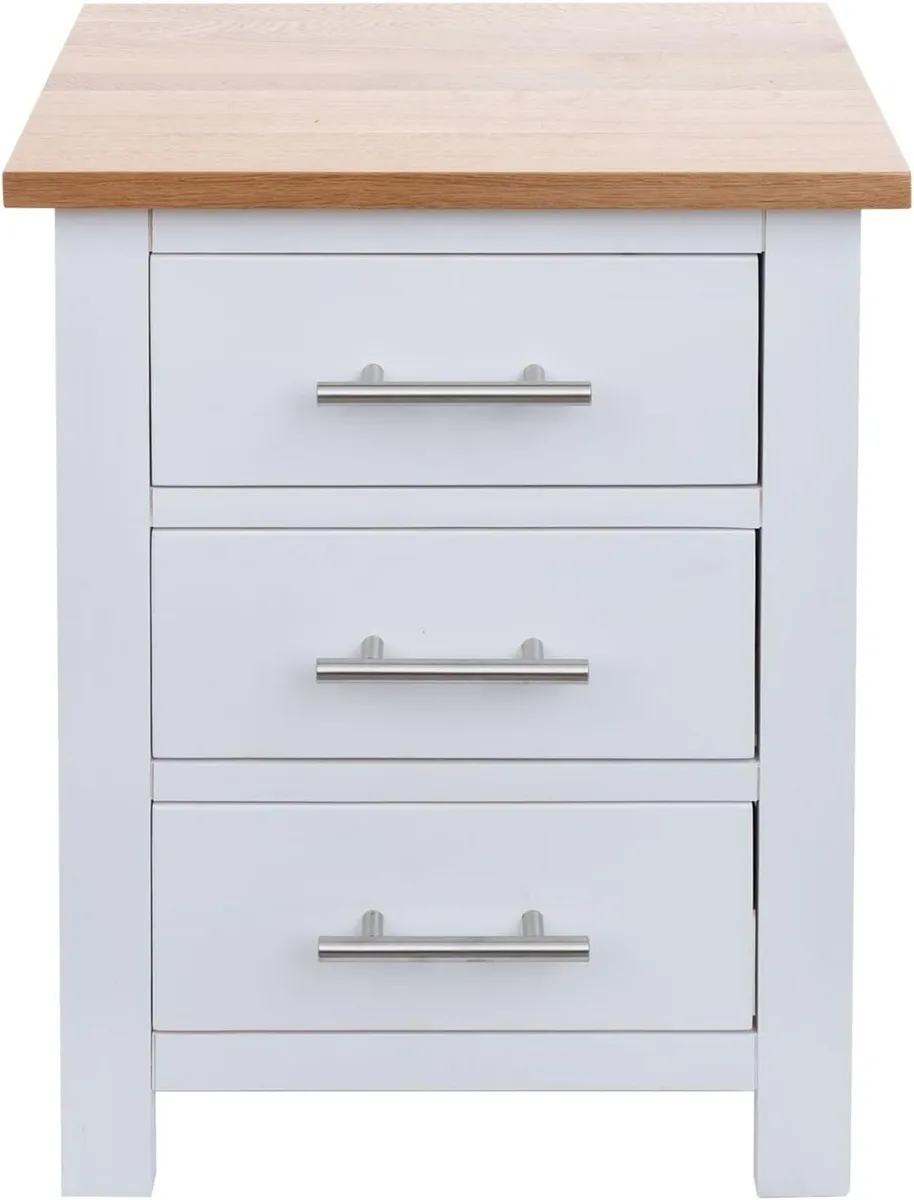 OAK Bedside Table 3 Drawers NC Paint Cabinet MDF - Image 3