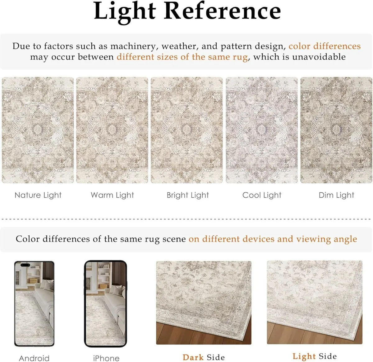 Vintage Washable Beige Rugs Living Room Area Rug - Image 2