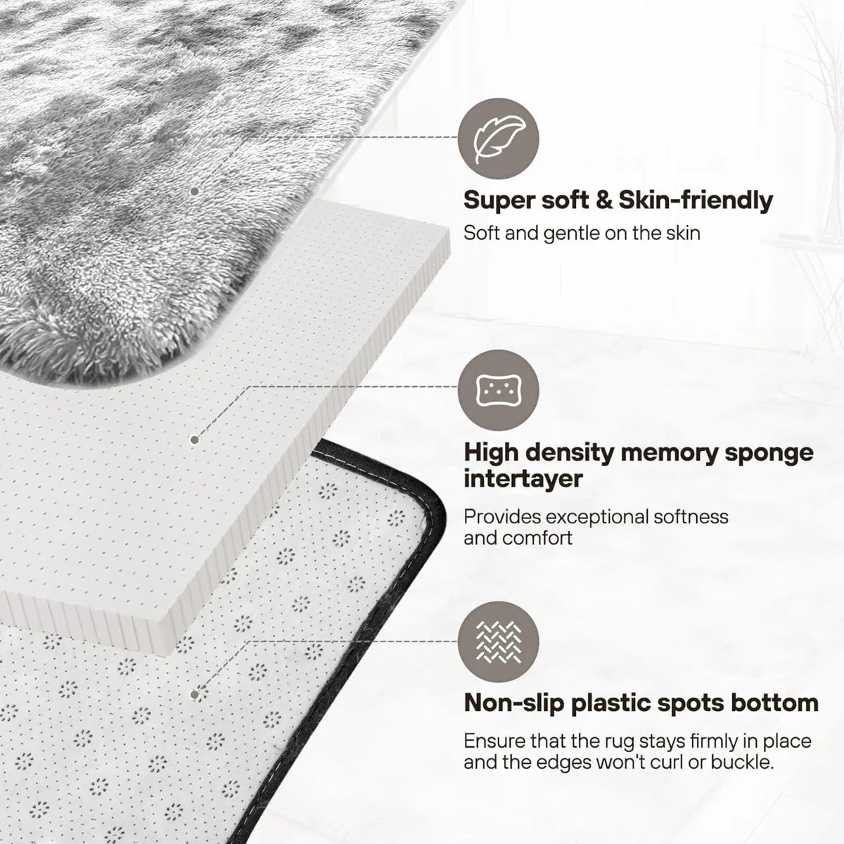 Living Room Rugs 200x300cm - Extra Large Shaggy - Image 2