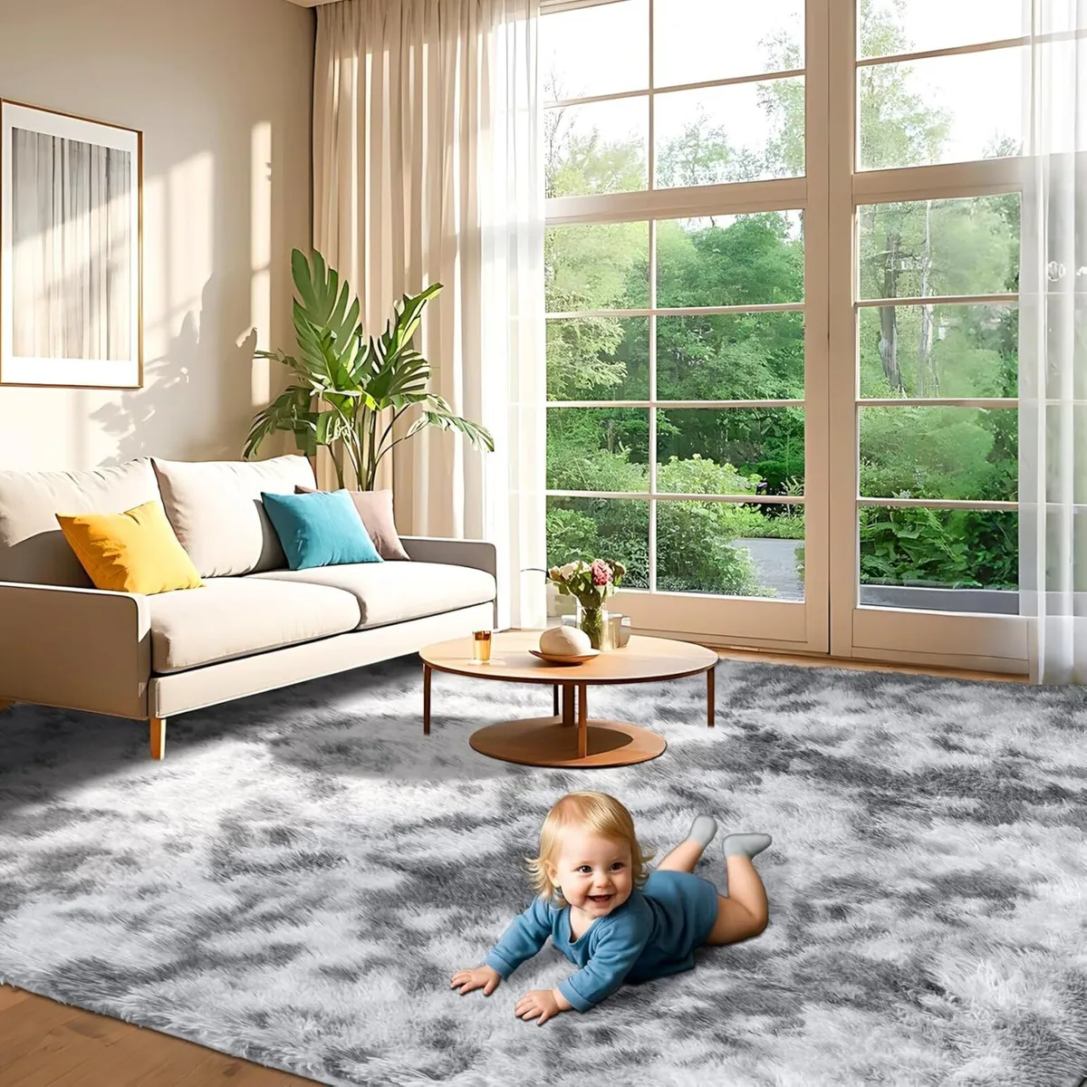 Living Room Rugs 200x300cm - Extra Large Shaggy - Image 1