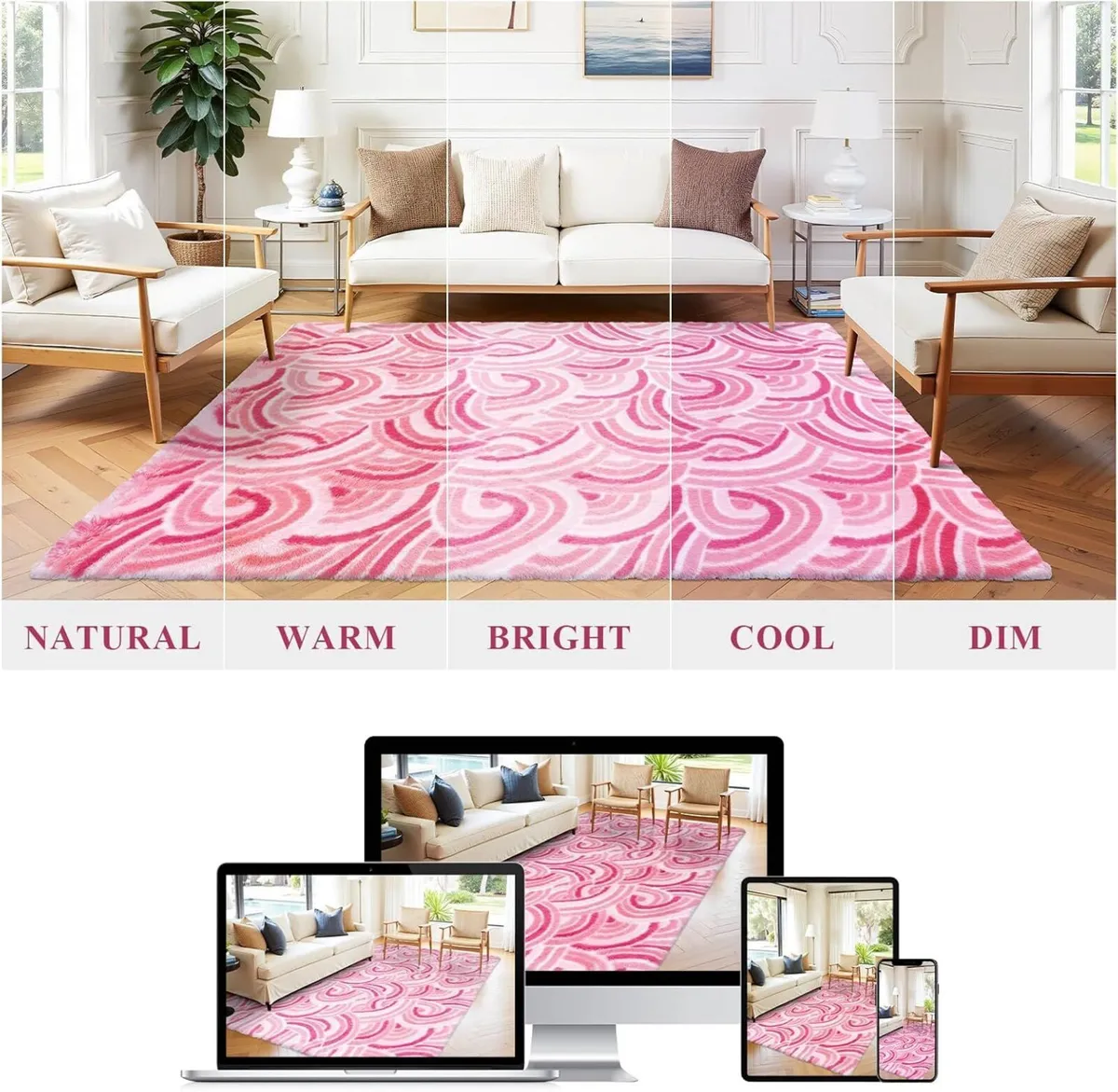 Rainbow Rug Fluffy Washable Rugs Living Room Anti - Image 4