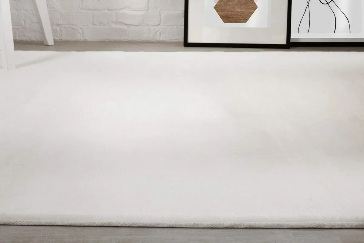 NATURAL FAUX RABBIT FUR Rug Ultra Soft Plush - Image 2