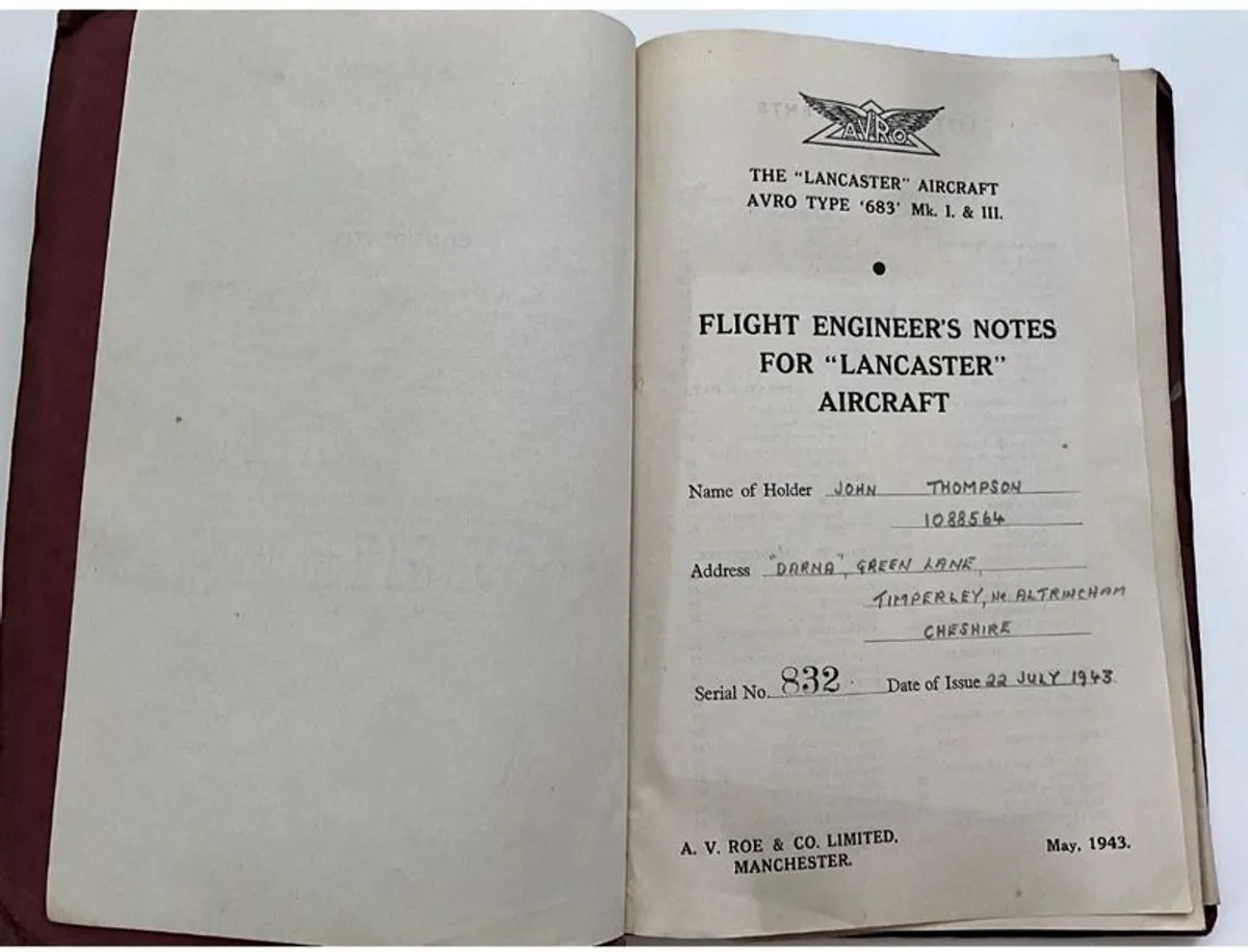 RARE WW2 1943 Lancaster bomber original Flight Eng manual - Image 2