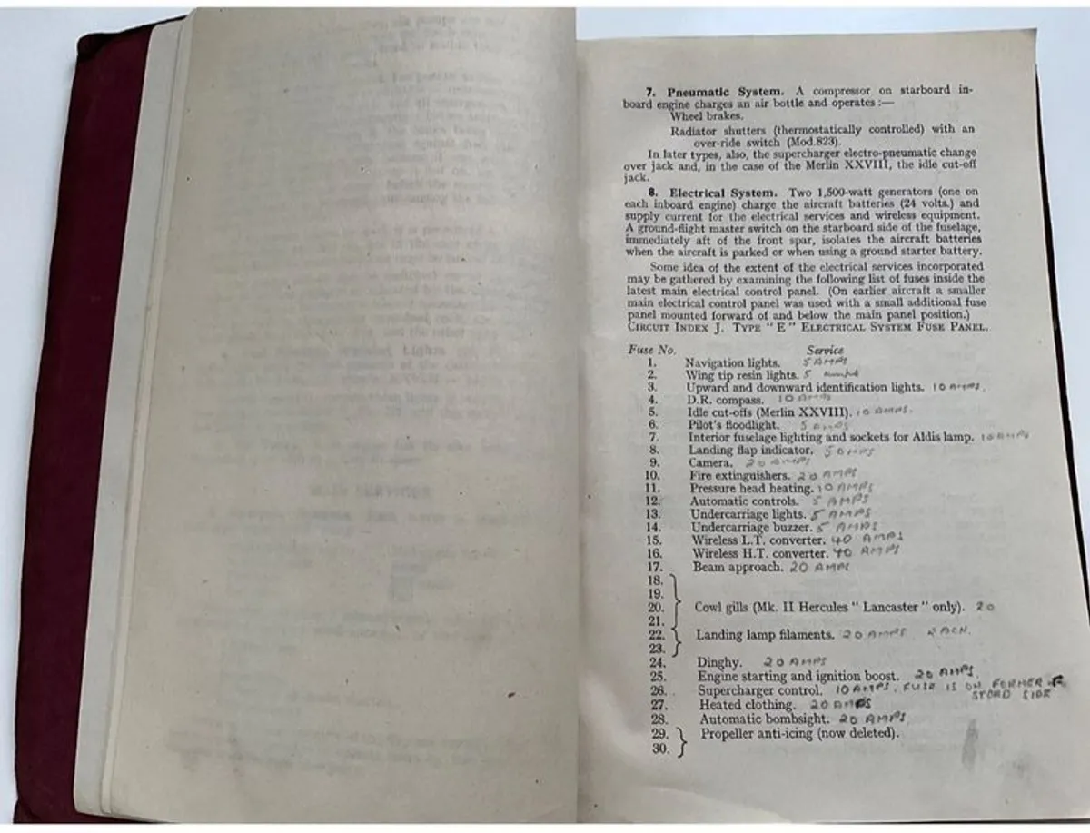 RARE WW2 1943 Lancaster bomber original Flight Eng manual - Image 3