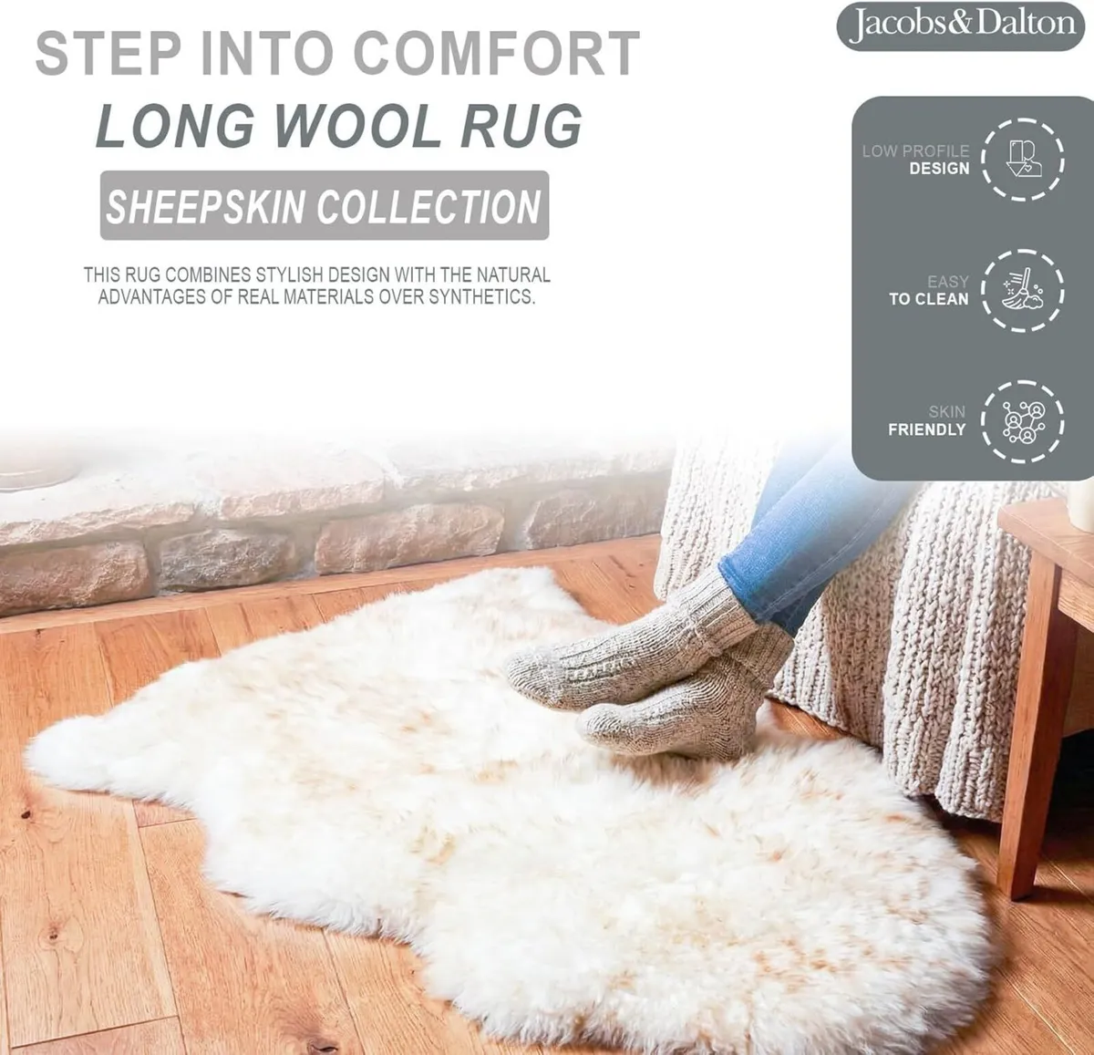 Plush Sheepskin Floor Rug – Thick Soft Long Wool - Image 4