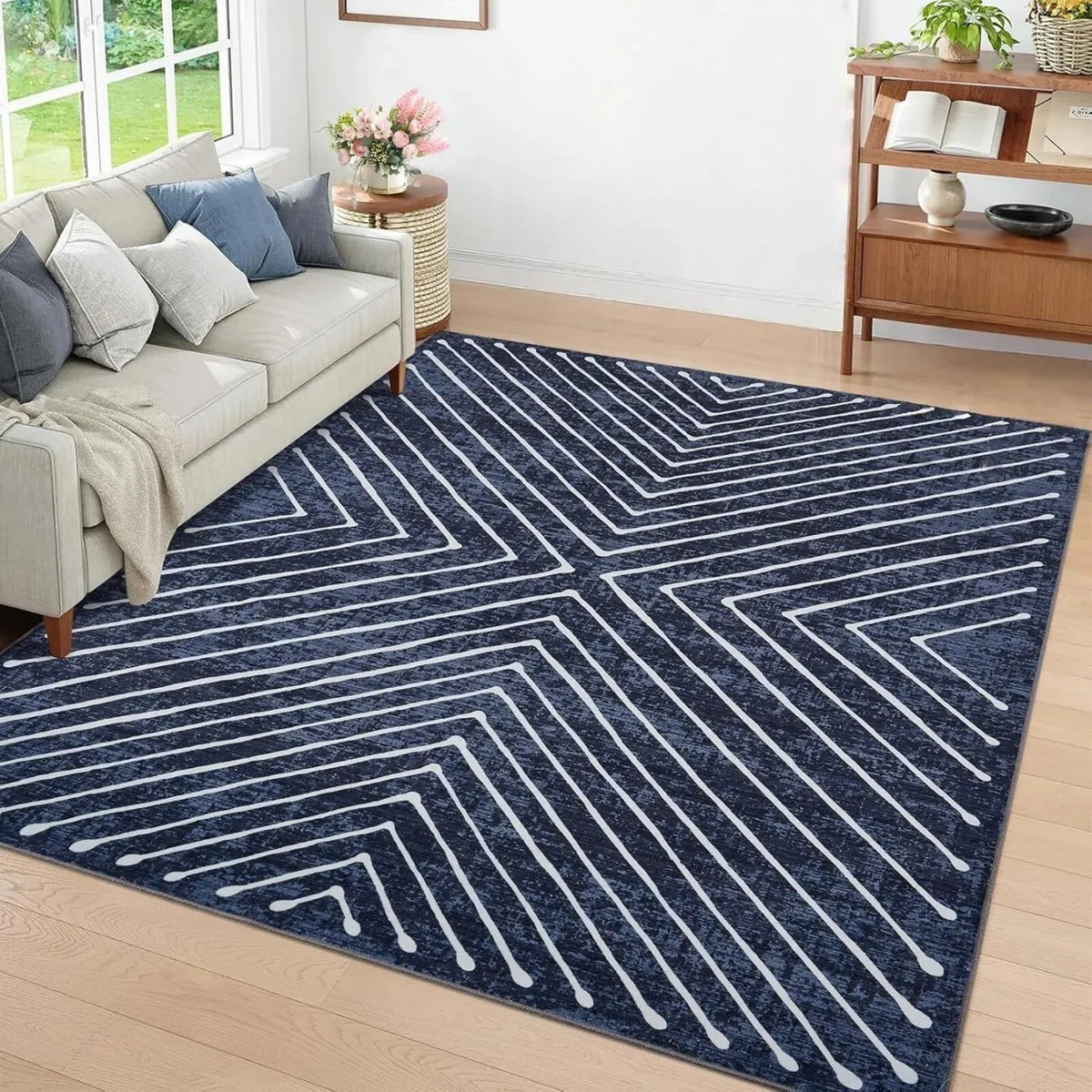 140 x 200 cm Washable Living Room Rug Modern - Image 1