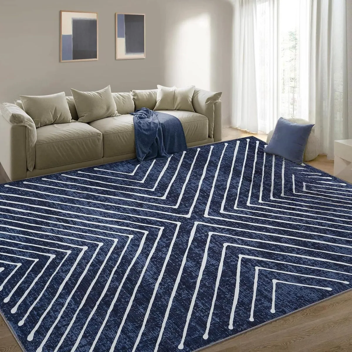 140 x 200 cm Washable Living Room Rug Modern - Image 3