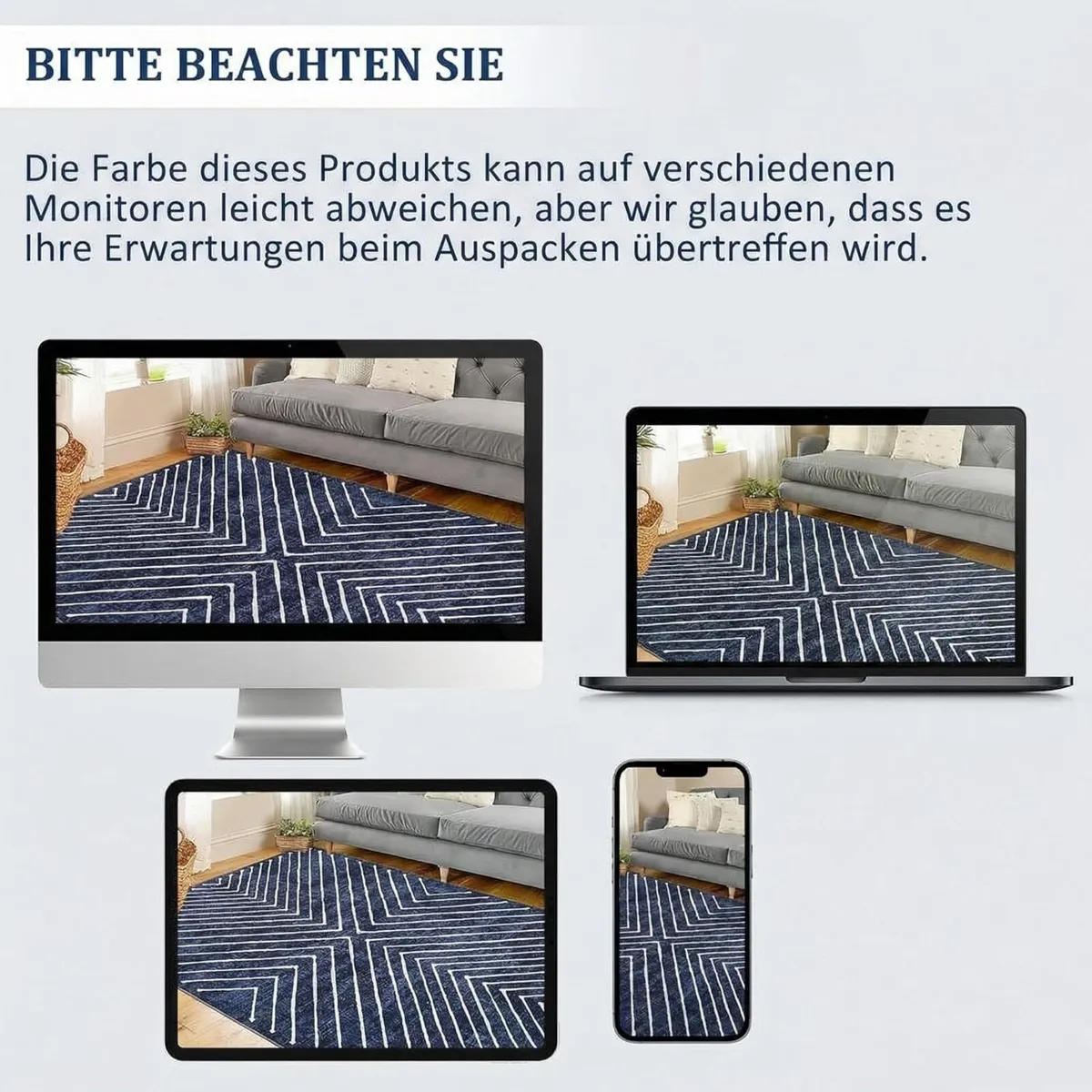 140 x 200 cm Washable Living Room Rug Modern - Image 4