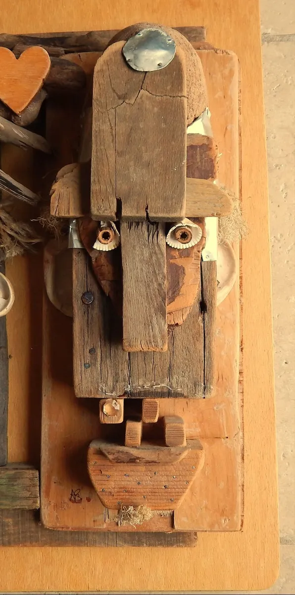 Large Handmade Signed Art Piece in Wood & Metal - Image 2