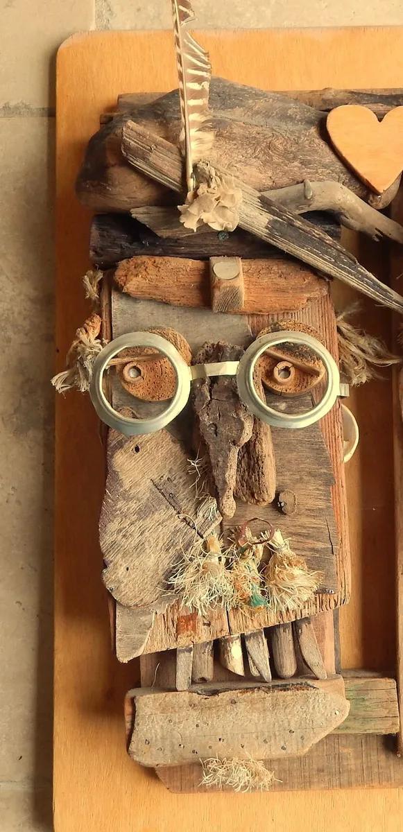 Large Handmade Signed Art Piece in Wood & Metal - Image 3