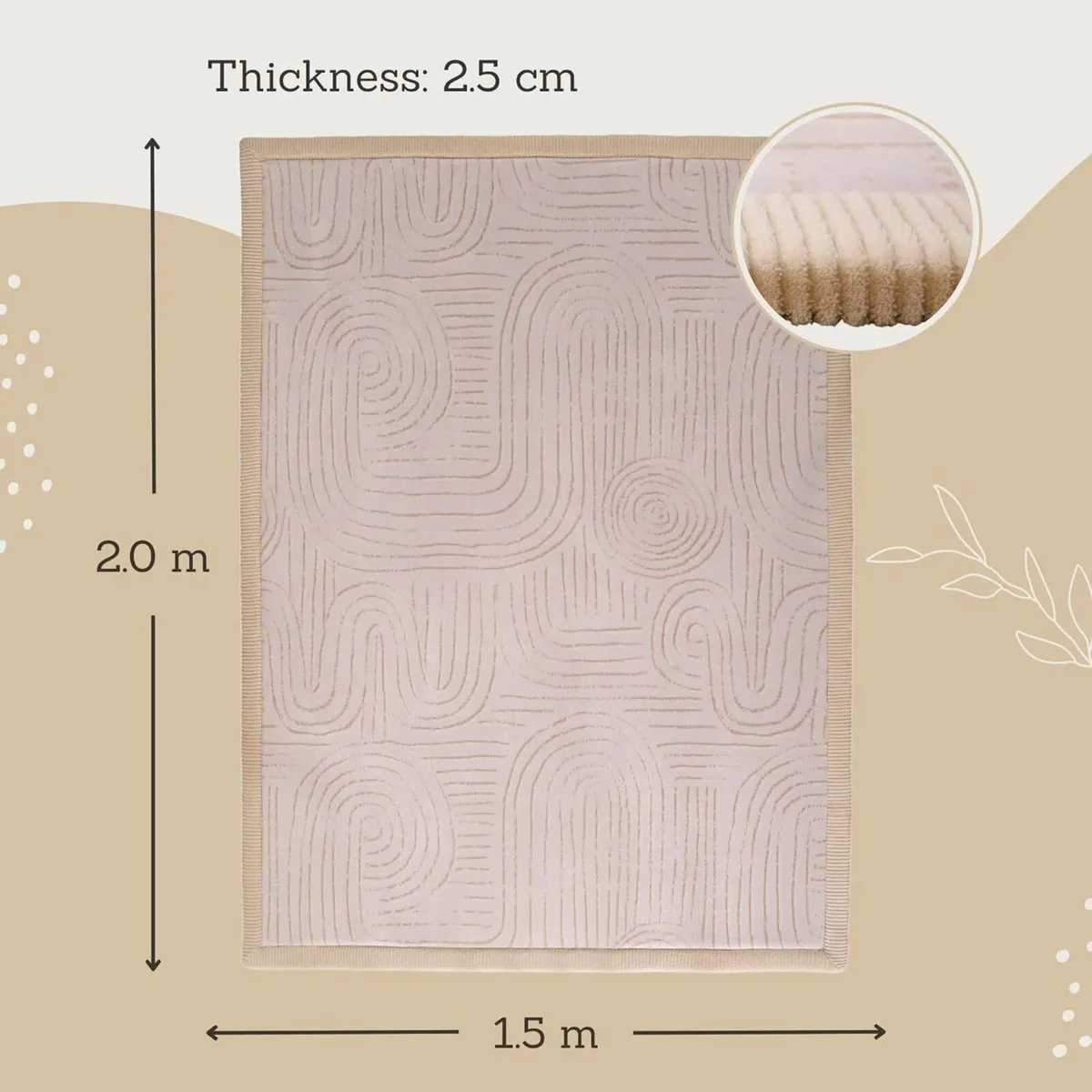 Premium Large Coral Velvet Baby Play Mat 200x150x2 - Image 2