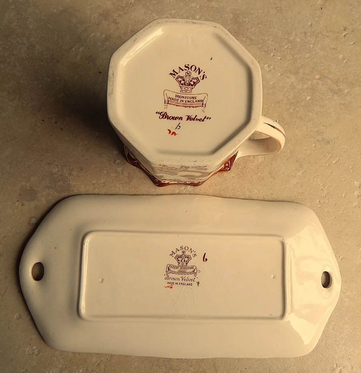 Mason’s Ironstone Brown Velvet Jug & Sandwich Tray - Image 4