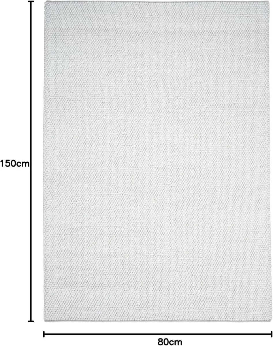 80 x 150 cm Rug Living Room Ivory Wool Modern - Image 3