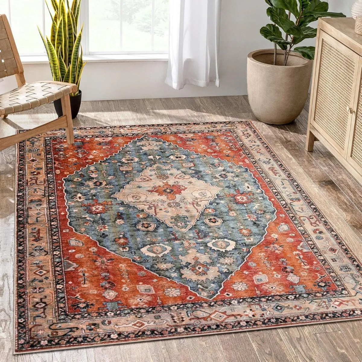 Vintage Boho Area Rug - 150 x 210cm Non-Slip - Image 1