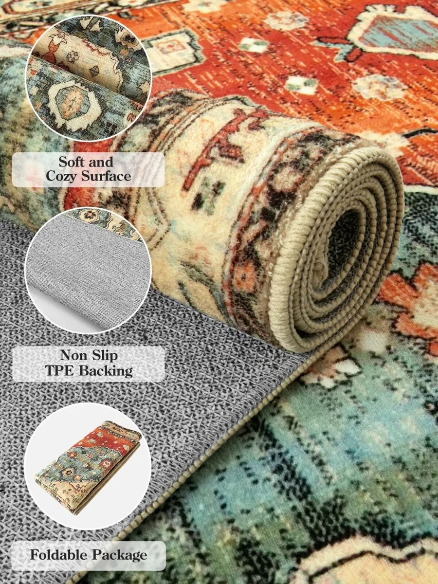 Vintage Boho Area Rug - 150 x 210cm Non-Slip - Image 4