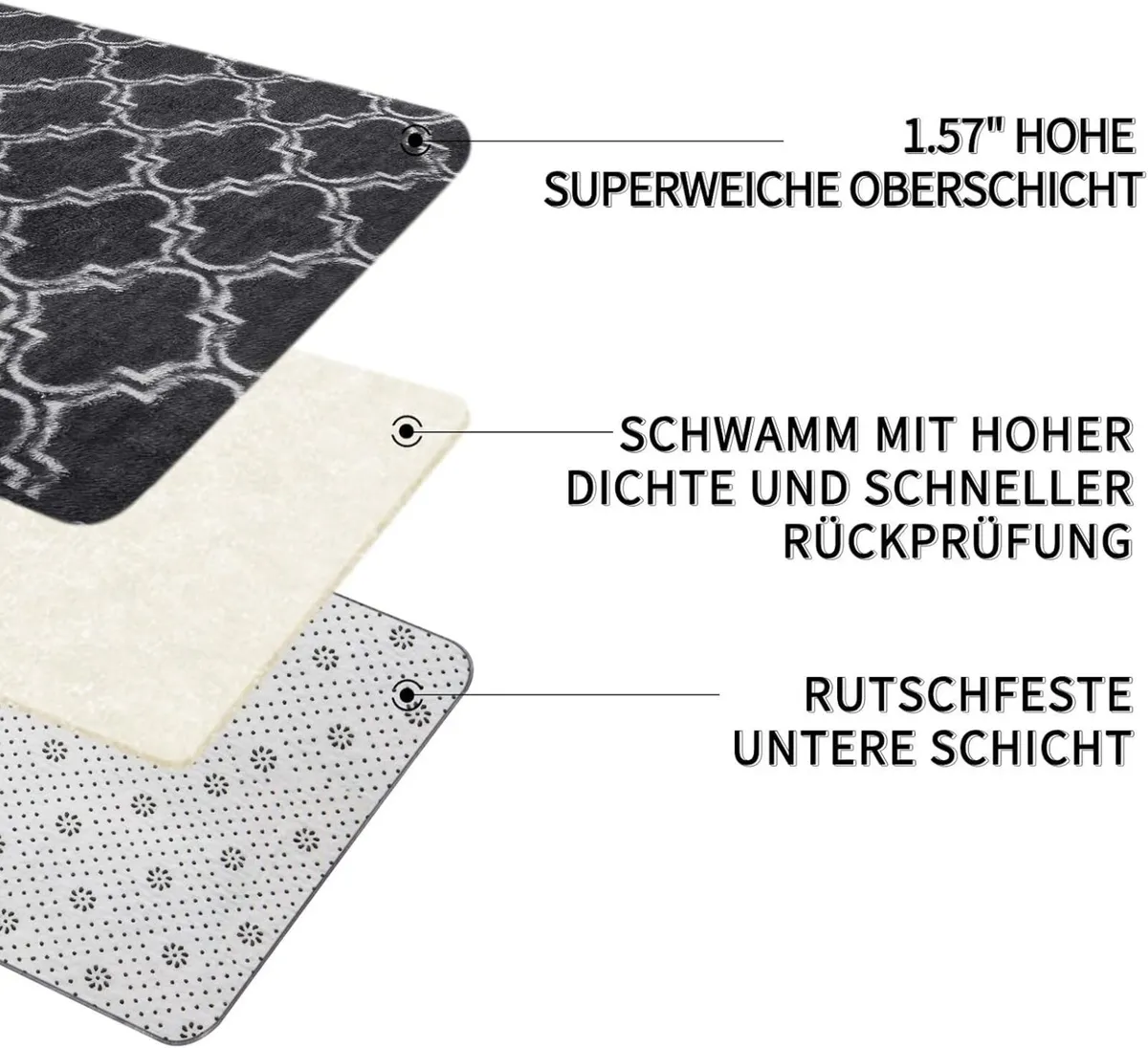 High Pile Rug Grey 240 x 340 cm Washable Non-Slip - Image 3