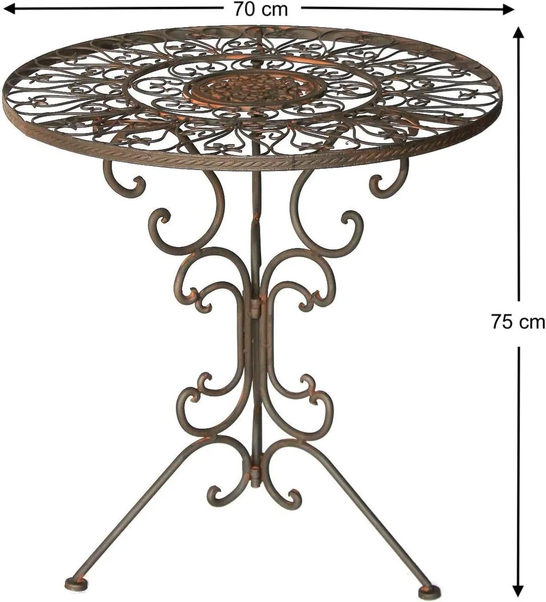 Antique Round Garden Table Iron Brown 70cm - Image 2
