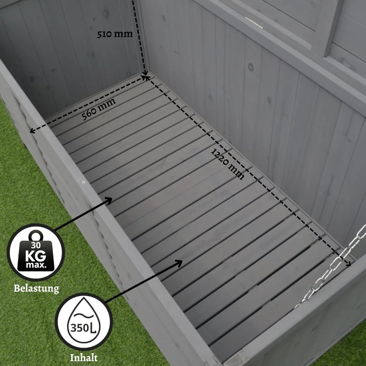 Wooden Garden Box - Storage 350L x 640 600 mm - Image 3