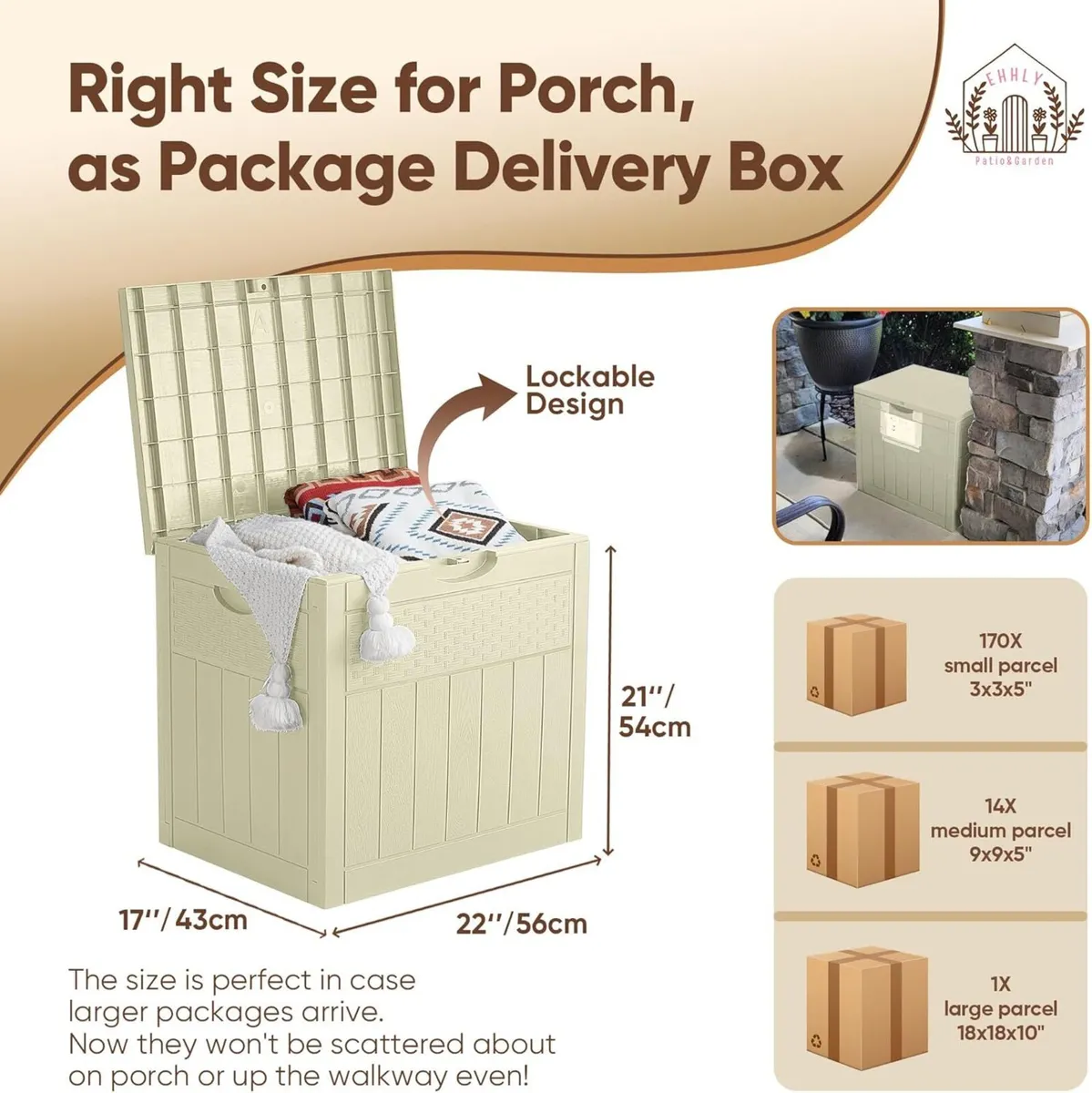 33 Gallon Deck Box Small Outdoor Storage Waterproo - Image 2