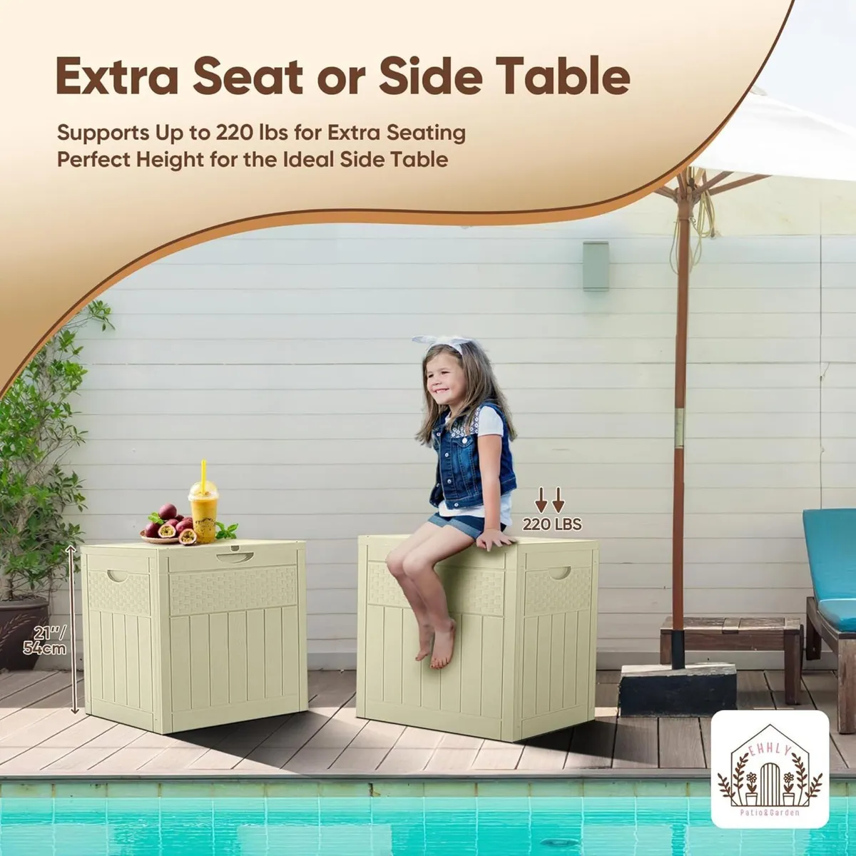 33 Gallon Deck Box Small Outdoor Storage Waterproo - Image 4